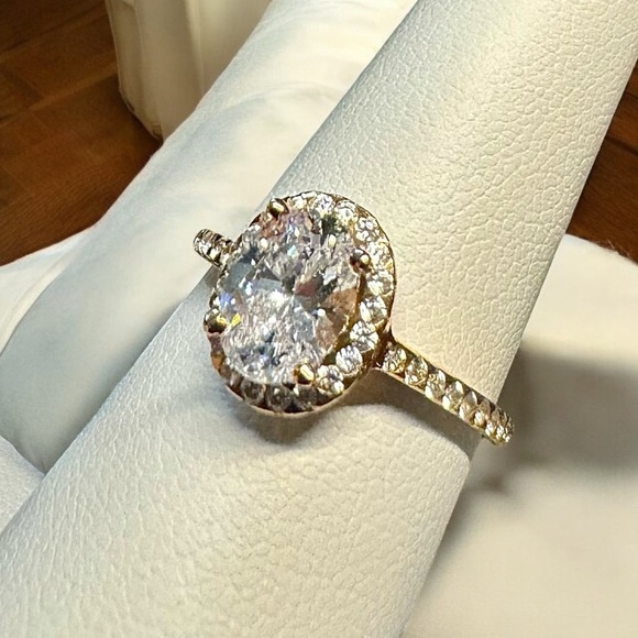 Rose Gold Over Sterling CZ Halo Ring - Picture 2 of 9